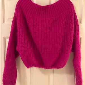 Hot Pink Off the Shoulder Sweater